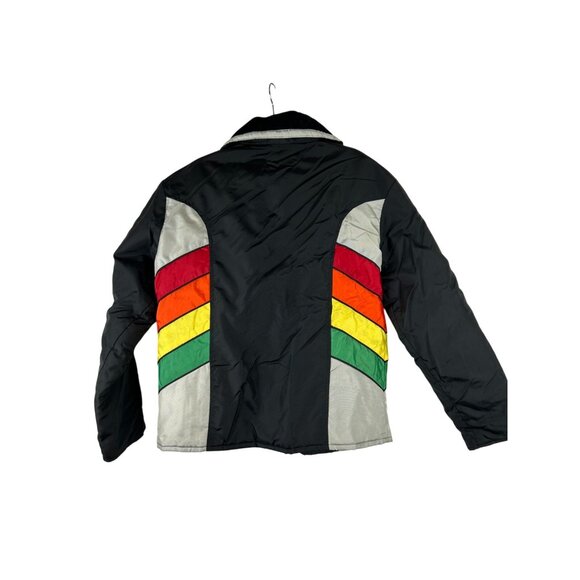 Vintage John Deere Womens L Ski Snowmobile Jacket  80s 90s Black Rainbow Color - Picture 2 of 16